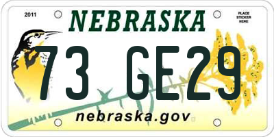 NE license plate 73GE29