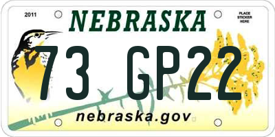 NE license plate 73GP22