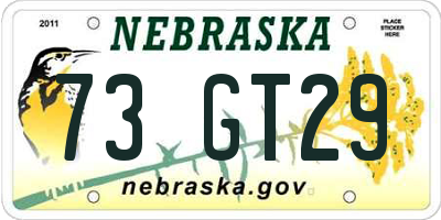 NE license plate 73GT29