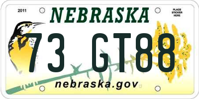 NE license plate 73GT88
