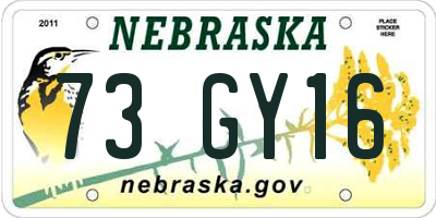 NE license plate 73GY16