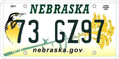 NE license plate 73GZ97