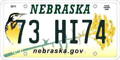 NE license plate 73HI74