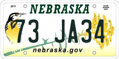 NE license plate 73JA34