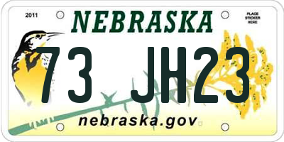 NE license plate 73JH23