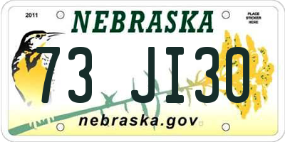 NE license plate 73JI30