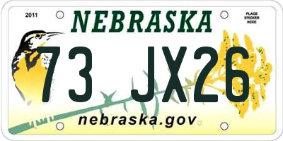 NE license plate 73JX26