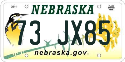 NE license plate 73JX85