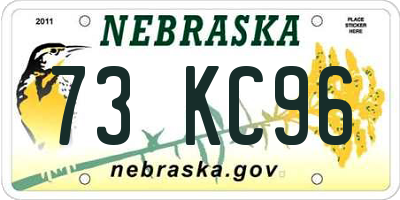 NE license plate 73KC96