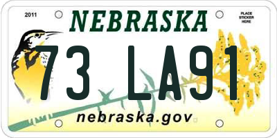 NE license plate 73LA91