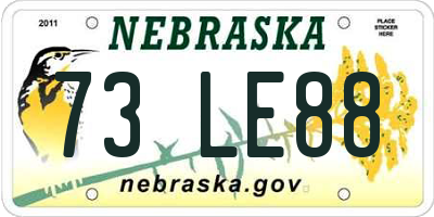 NE license plate 73LE88