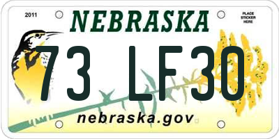 NE license plate 73LF30
