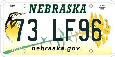 NE license plate 73LF96