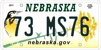 NE license plate 73MS76