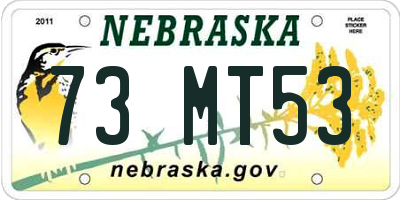 NE license plate 73MT53