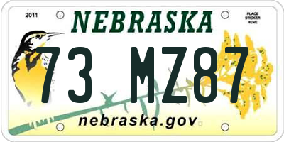 NE license plate 73MZ87