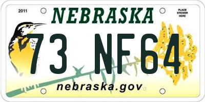 NE license plate 73NF64