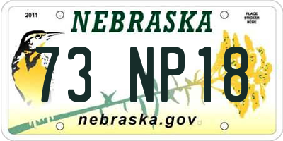 NE license plate 73NP18