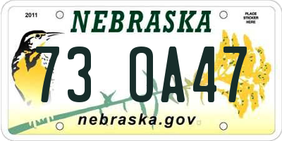 NE license plate 73OA47