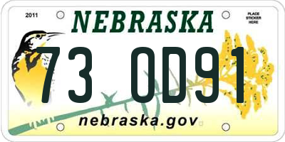 NE license plate 73OD91