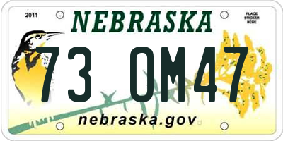 NE license plate 73OM47