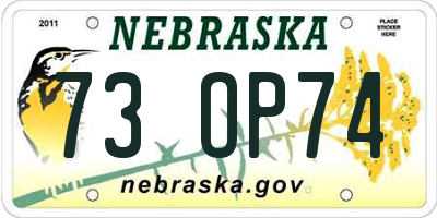 NE license plate 73OP74