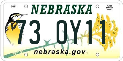 NE license plate 73OY11