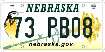 NE license plate 73PB08