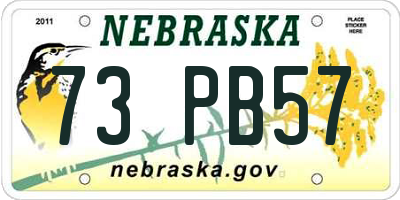 NE license plate 73PB57