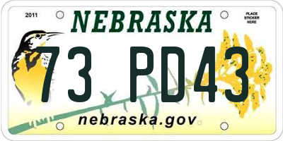 NE license plate 73PD43