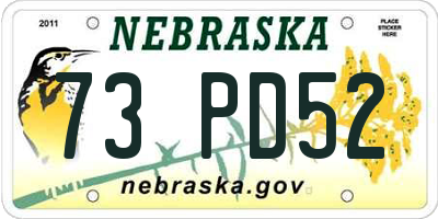 NE license plate 73PD52