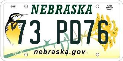 NE license plate 73PD76