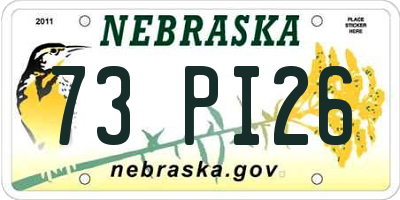 NE license plate 73PI26