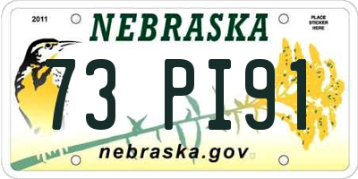 NE license plate 73PI91