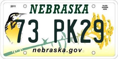 NE license plate 73PK29