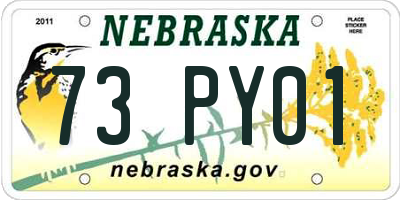 NE license plate 73PY01