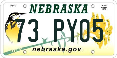 NE license plate 73PY05