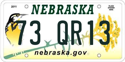 NE license plate 73QR13