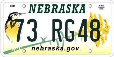 NE license plate 73RG48