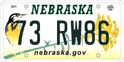 NE license plate 73RW86
