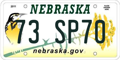 NE license plate 73SP70
