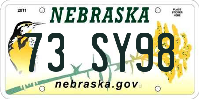 NE license plate 73SY98