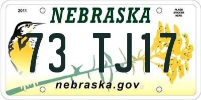 NE license plate 73TJ17