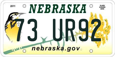 NE license plate 73UR92