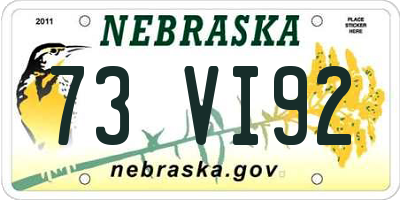 NE license plate 73VI92