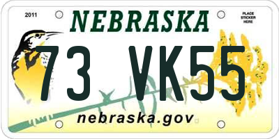 NE license plate 73VK55