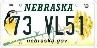 NE license plate 73VL51