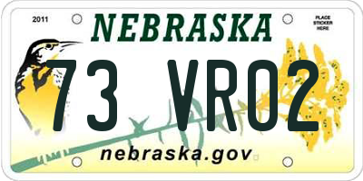 NE license plate 73VR02