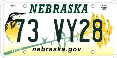 NE license plate 73VY28