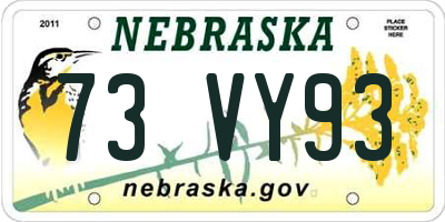 NE license plate 73VY93